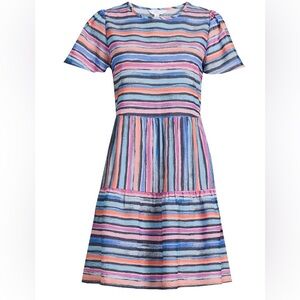 Time And Tru Women's XL Striped Multi-Color Tiered Dress Polyester dress